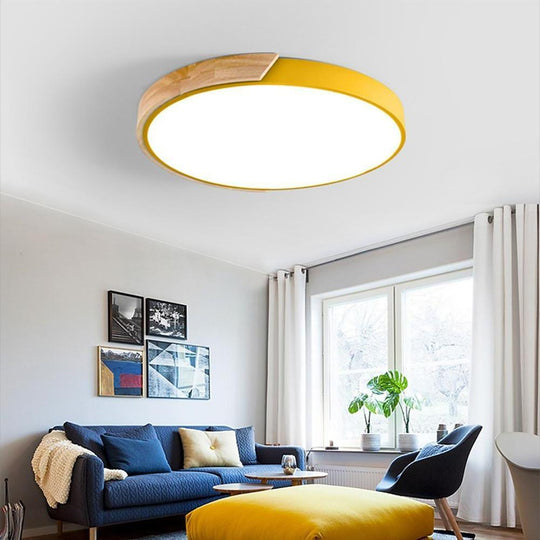 Circular LED Wood Nordic Ceiling Light