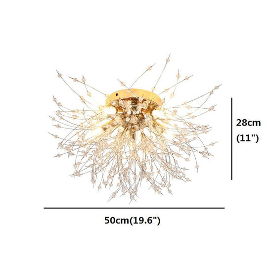 5-Light Unique Branch Design Crystal LED Flush Mount Ceiling Light
