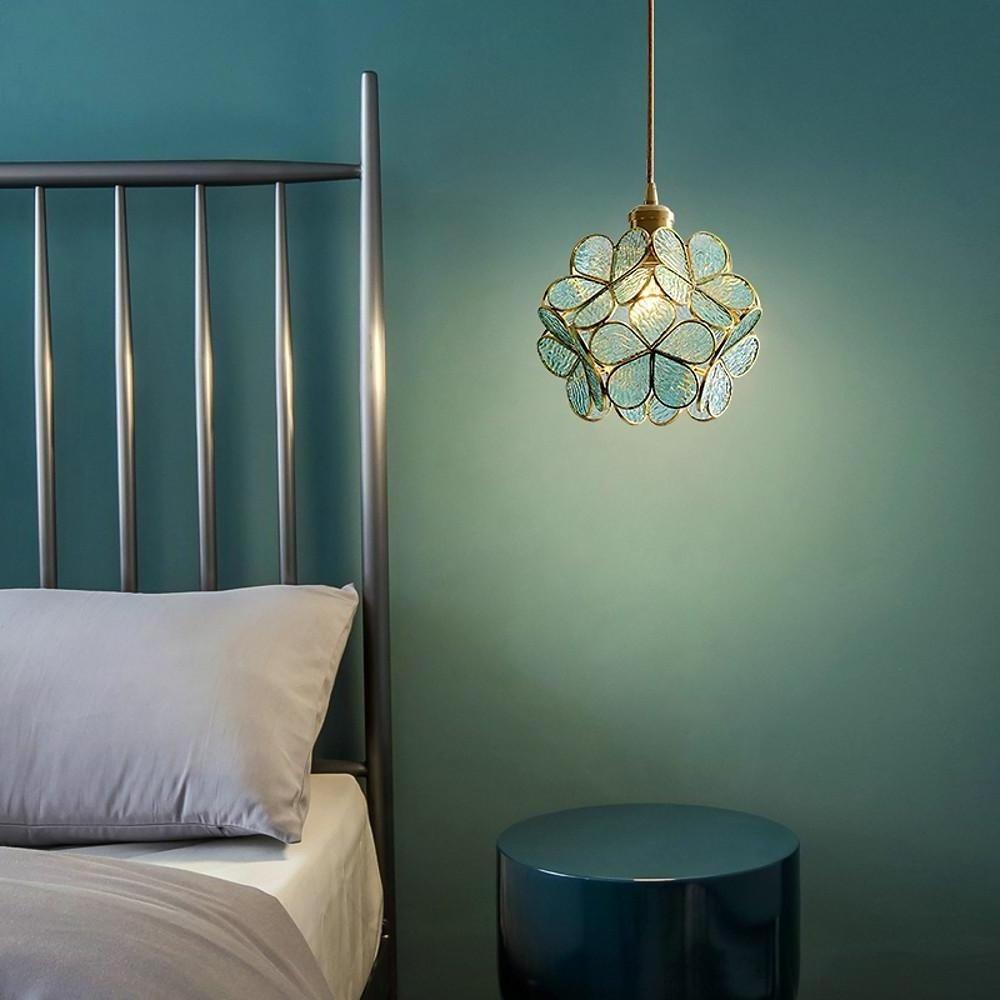 Ornate Flower Island Kitchen Pendant Lighting Copper Crystal Pendant Light