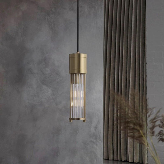 Cylinder Shaped LED Crystal Modern Pendant Light Island Hanging Lamp