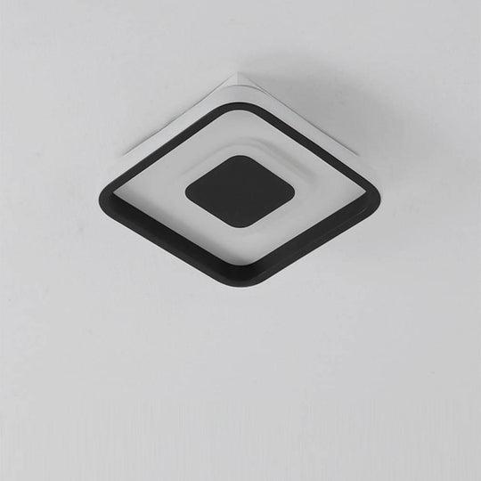 Dual Square LED Black Modern Flush Mount Ceiling Light