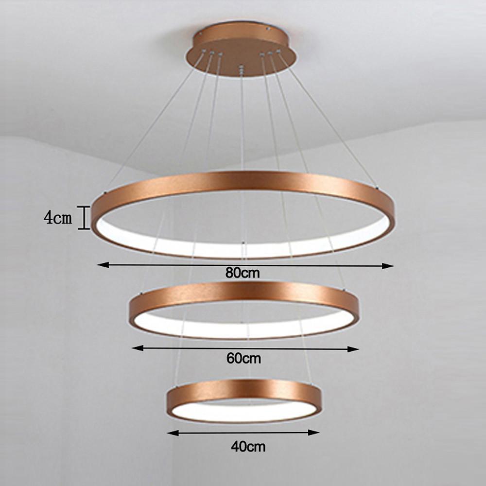 Acrylic Bronze 3-Tier Ring Dimmable LED Chandelier – 59" Adjustable Pendant Light