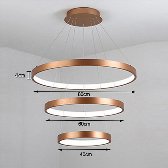 Acrylic Bronze 3-Tier Ring Dimmable LED Chandelier – 59" Adjustable Pendant Light