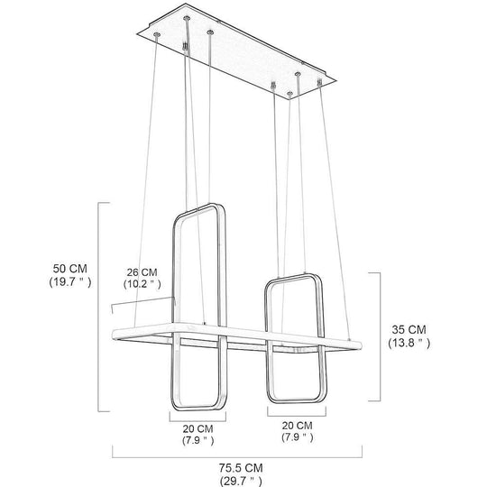 Rectangular LED Modern Chandelier Pendant Light Hanging Ceiling Light