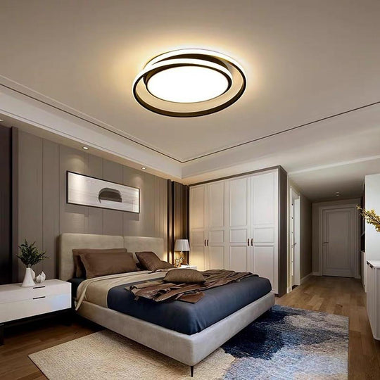 Creative Circular LED Modern Black Gold Flush Mount Ceiling Light