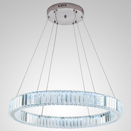 Luxury 1-Light Ring Shaped Wagon Wheel Crystal LED Chandelier – Gold Finish