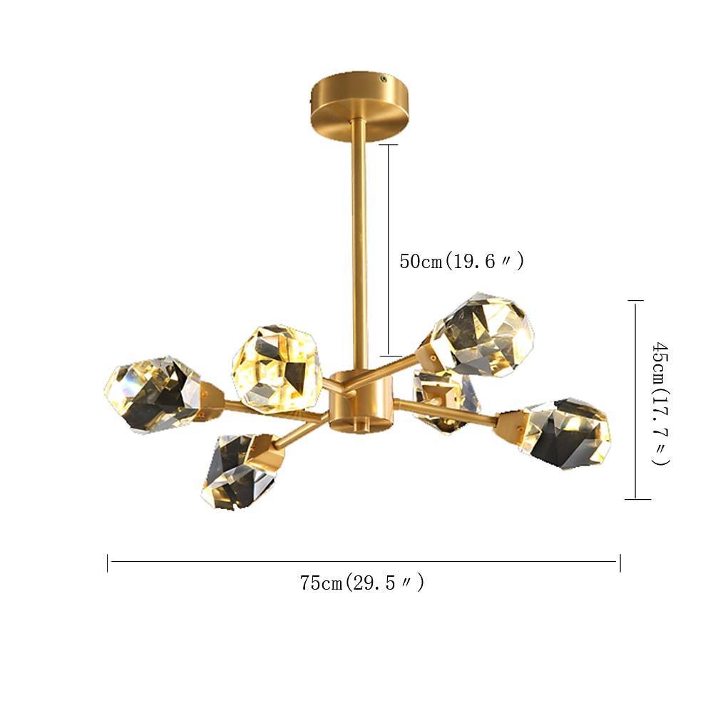 6-Light Electroplated Crystal LED Nordic Chandelier – Hanging Ceiling Light