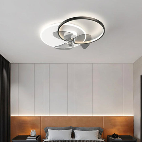 24'' LED Circle Flush Mount Ceiling Fan with Remote Control