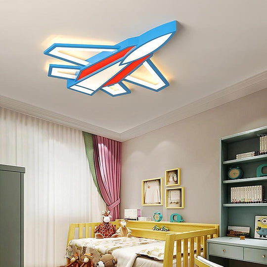 Cartoon Airplane LED Modern Ceiling Light – Flush Mount Fixture for Kids’ Rooms