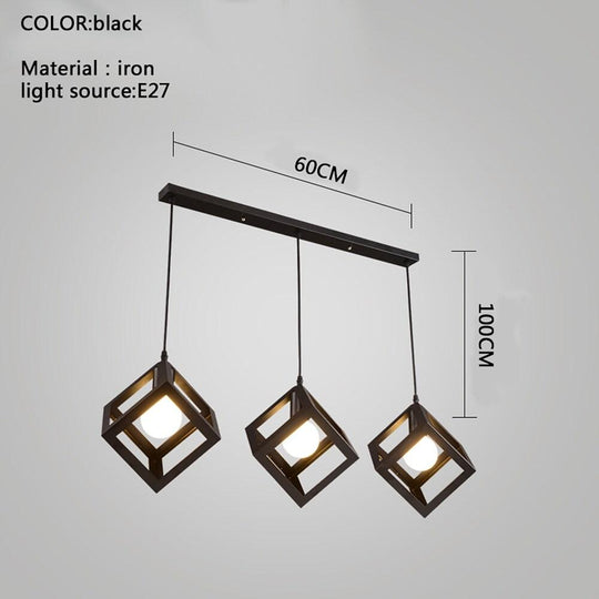 Geometric LED Adjustable Black Vintage Pendant Light
