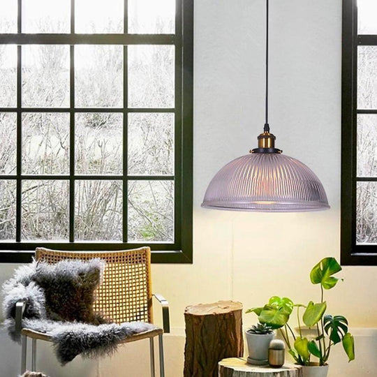 Electroplated Metal Glass Bowl-Shaped LED Vintage Pendant Light