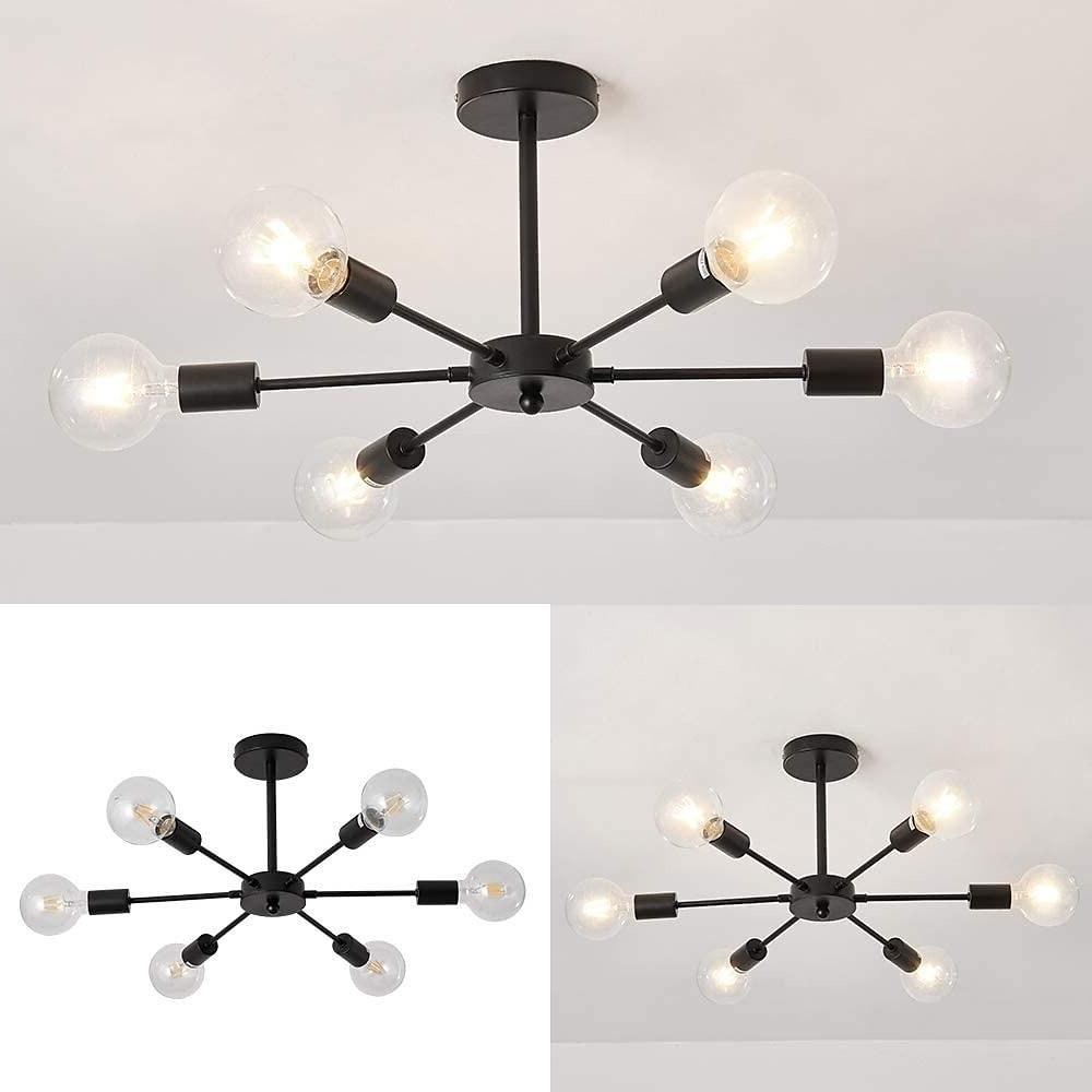 Mid-Century Sputnik Semi-Flush Mount Bedroom Ceiling Light – 6-Light / 8-Light