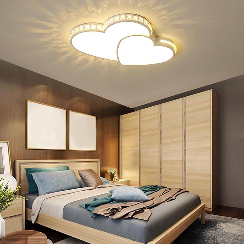 Two Heart Shaped Flush Mount Ceiling Light Dimmable LED Lamp