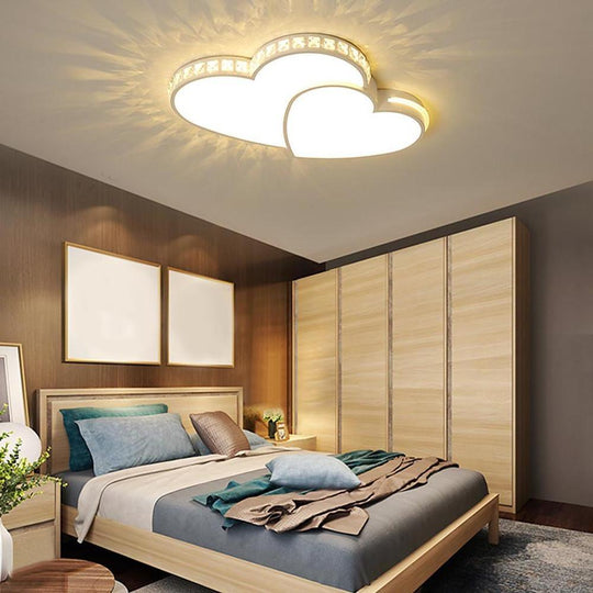 Two Heart Shaped Flush Mount Ceiling Light Dimmable LED Lamp