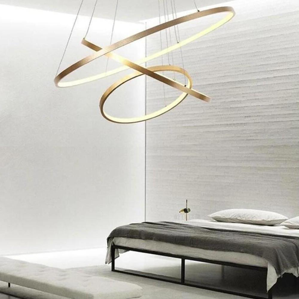 3 Ring Interweaved Circle Design Pendant Lighting Aluminum Acrylic LED Ceiling Light