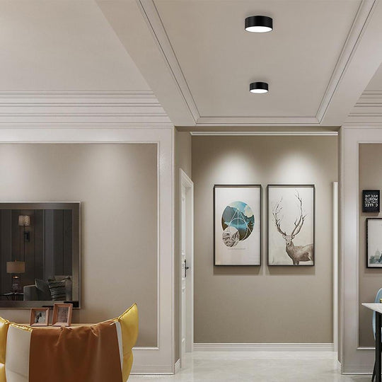 Thick Cylindrical LED Black Modern Ceiling Lights – Flush Mount Fixture