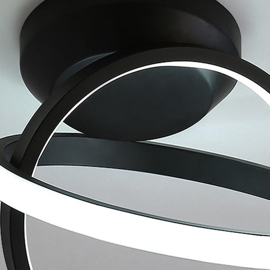 Creative Circles LED Black Modern Ceiling Light Flush Mount Lighting