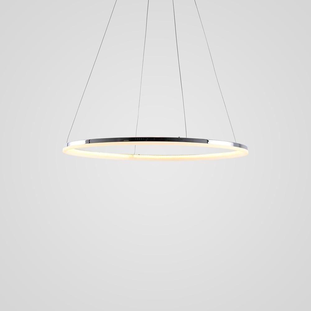 LED Circular Brushed Nickel Modern Pendant Light with Remote