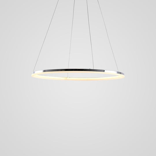 LED Circular Brushed Nickel Modern Pendant Light with Remote