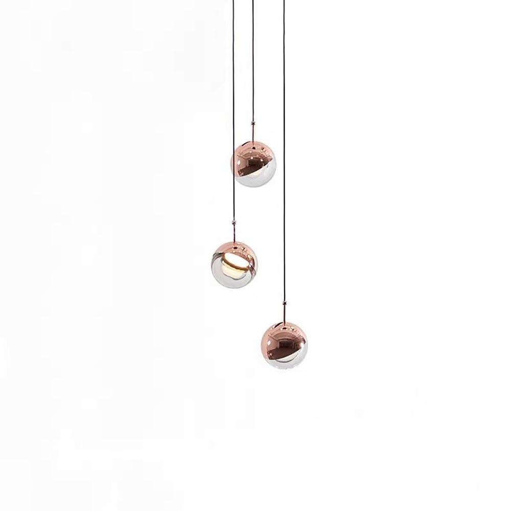 Adjustable Electroplated Metal Crystal Globe LED Pendant Light