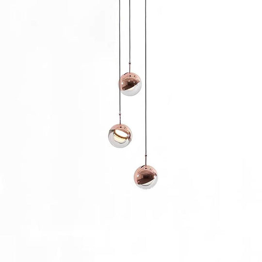 Adjustable Electroplated Metal Crystal Globe LED Pendant Light