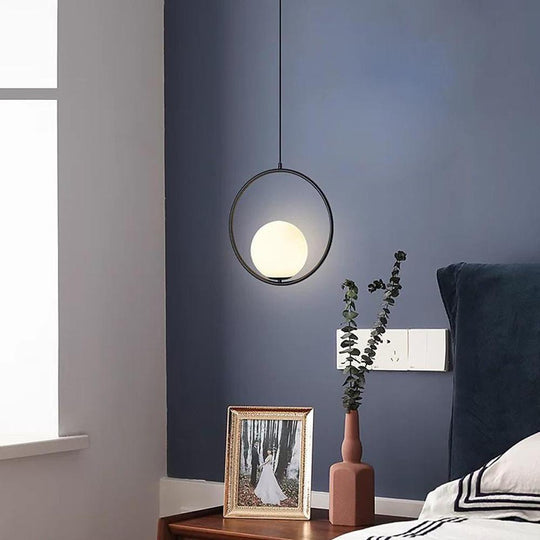 Modern Metal Circle Glass Globe Pendant Ceiling Light