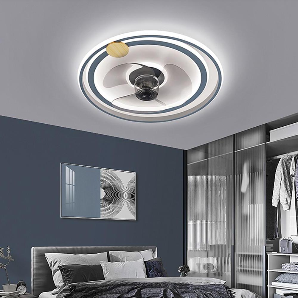 Multi-Circle Dimmable LED Electroplated Flush Mount Ceiling Fan Light