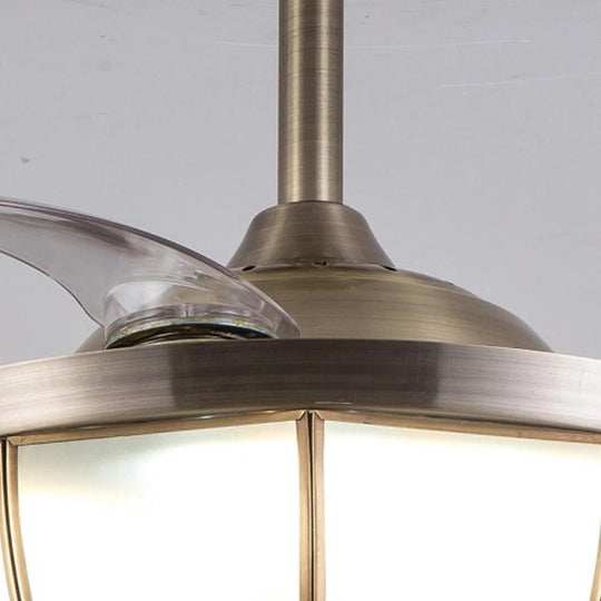 Bronze Finish 19 Inch Industrial Retractable Ceiling Fan with LED Light