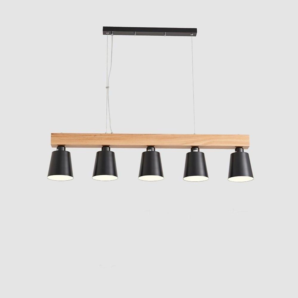 Row of Lights Farmhouse Pendant Light Metal & Wood Pendant Lighting