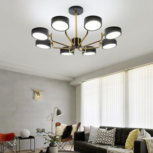 8-Light Modern LED Chandelier – Fixed 24" Hanging Height, 3000 K–5400 K