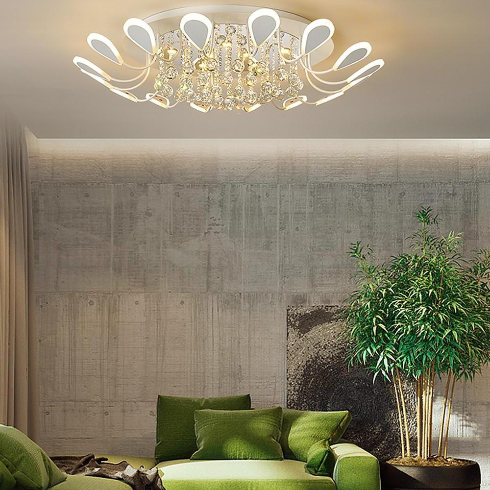 Flower Shaped Dimmable LED Crystal Flush Mount Ceiling Light