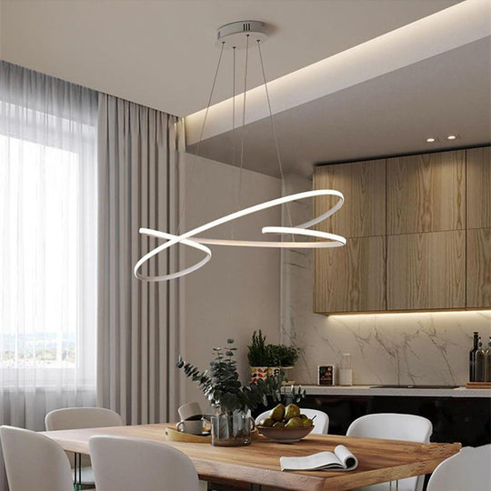 Vintage LED Ribbon Twist Chandelier – Round Wave Shaped Design