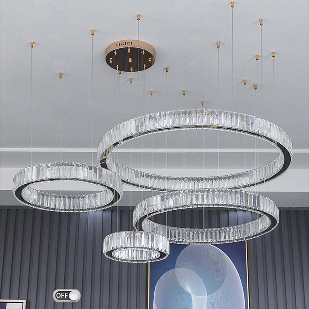 4-Ring Gold Modern Crystal LED Chandelier
