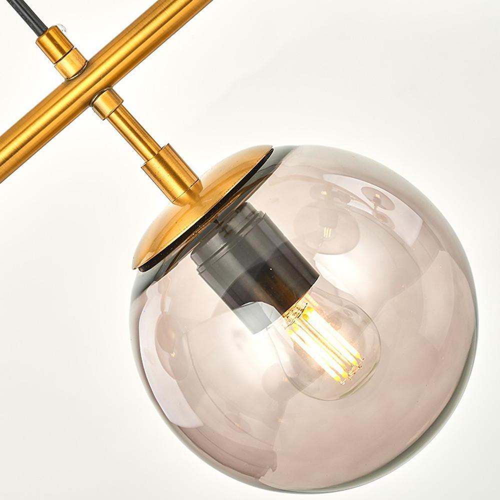 Nordic Linear Glass Globe Chandelier with 4/6 Lights