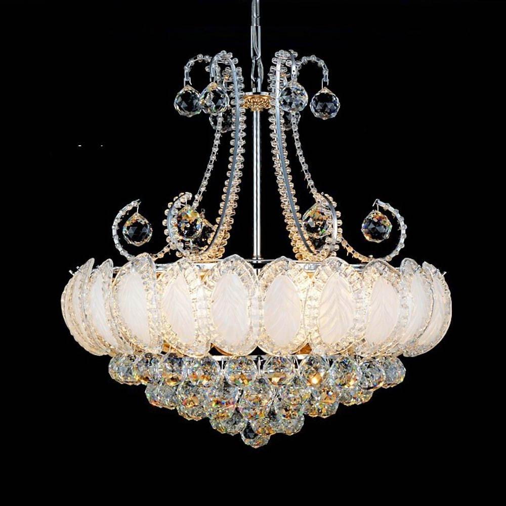 8-Light Modern Gold/Silver Vintage Crystal LED Chandelier – Drum Pendant Light