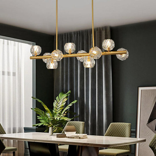 Gold Metal Crystal Globe Cluster LED Chandelier
