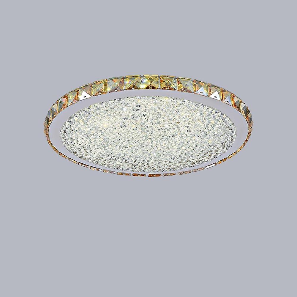 16" Rounded Antique Metal Crystal LED Flush Mount Ceiling Light