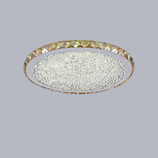 16" Rounded Antique Metal Crystal LED Flush Mount Ceiling Light