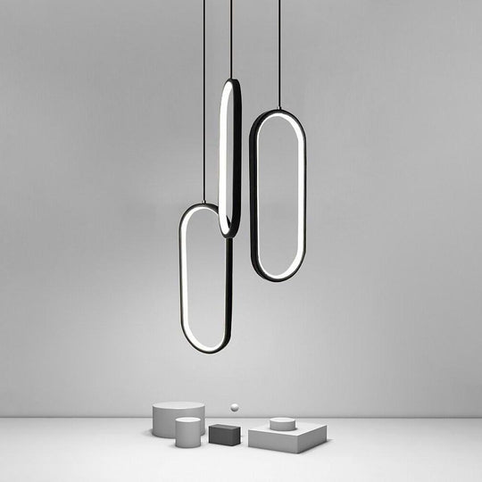Modern Curved 3-Oval LED Chandelier Ceiling Light