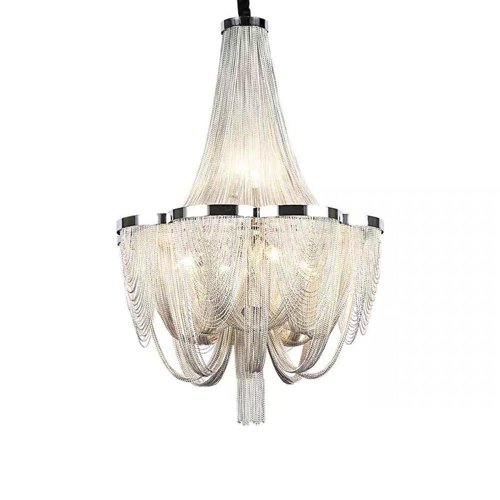Silver 6-Light Electroplated Metal Modern Chandelier – Kitchen & Dining