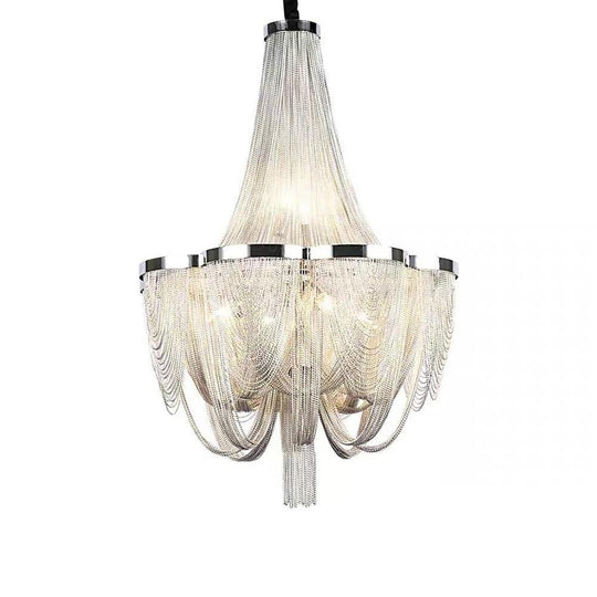 Silver 6-Light Electroplated Metal Modern Chandelier – Kitchen & Dining