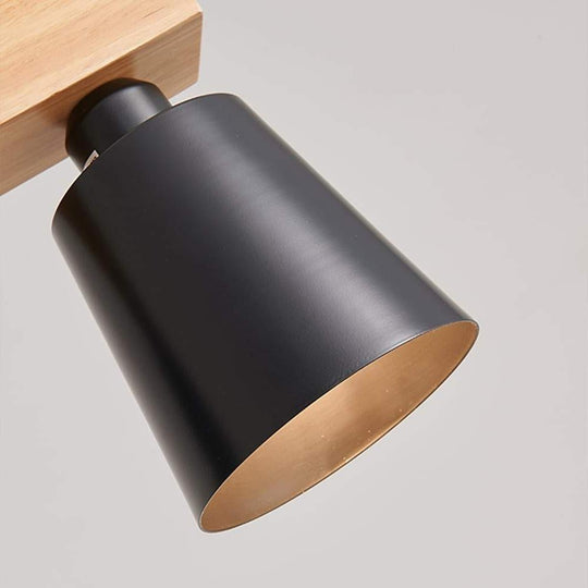 Row of Lights Farmhouse Pendant Light Metal & Wood Pendant Lighting