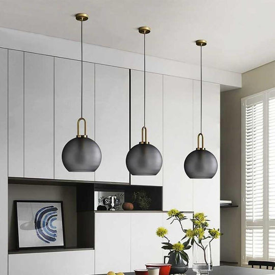 Nordic Style Modern Metal Glass Globe Island Design Industrial Pendant Light