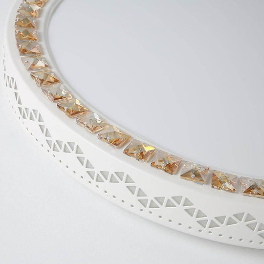 Circular Geometric Pattern LED White Modern Ceiling Light – Flush Mount