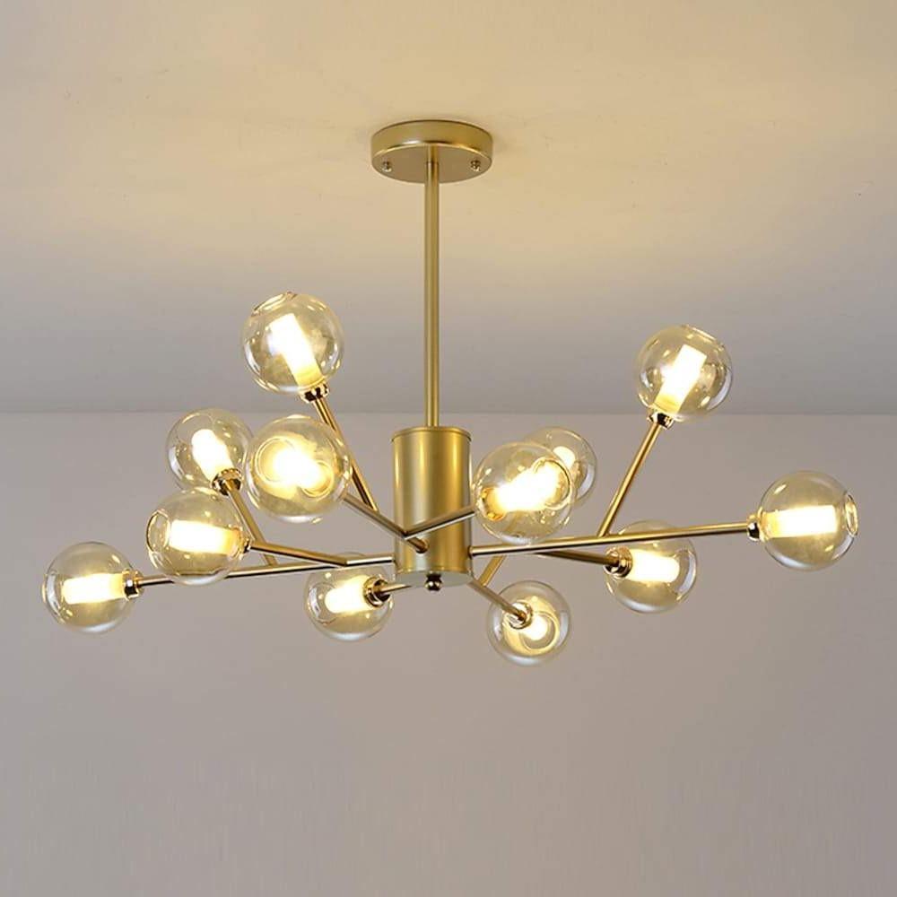 12-Bulb Glass Sputnik LED Nordic Pendant Chandelier