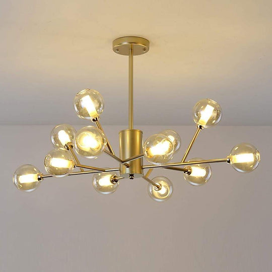 12-Bulb Glass Sputnik LED Nordic Pendant Chandelier