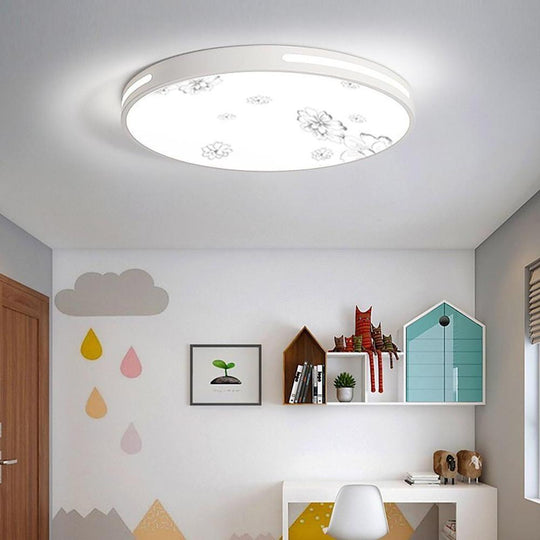 Round Plant Pattern LED Flush Mount Ceiling Light