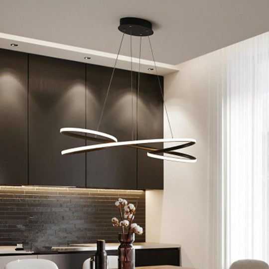 Vintage LED Ribbon Twist Chandelier – Round Wave Shaped Design