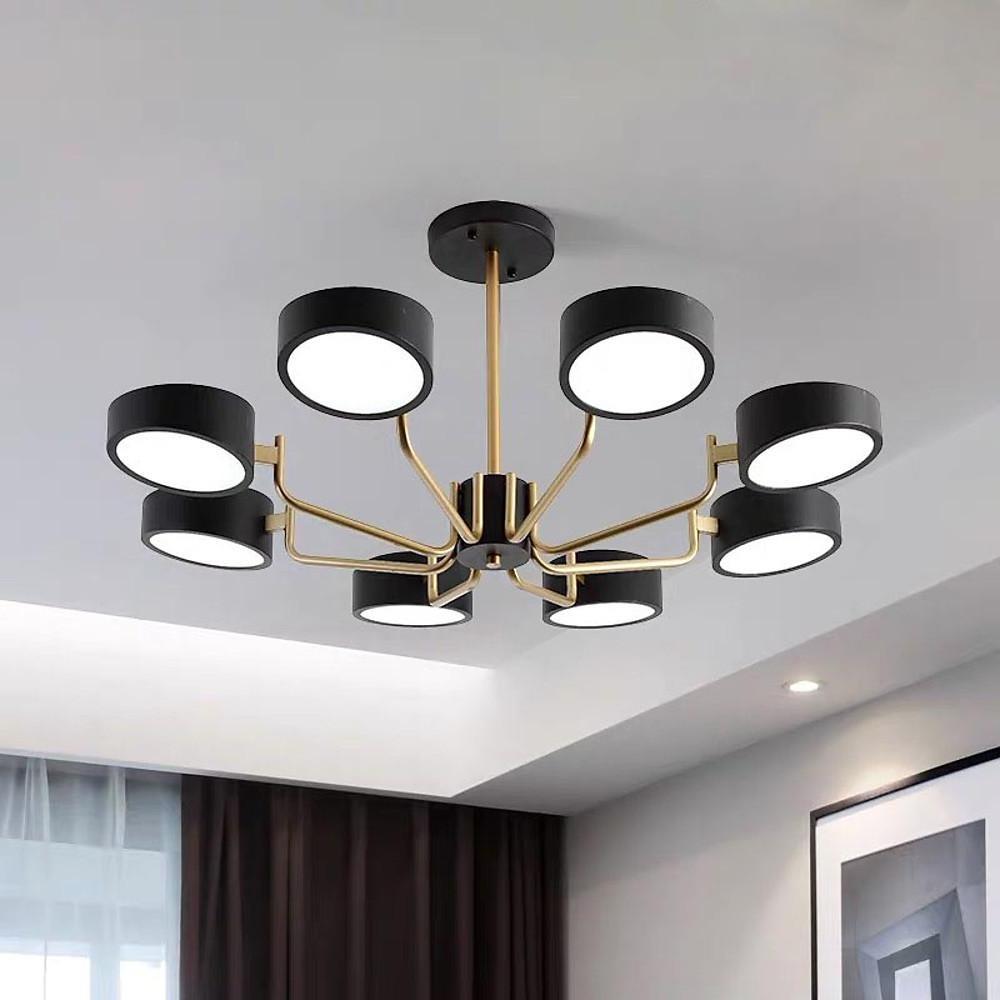 8-Light Modern LED Chandelier – Fixed 24" Hanging Height, 3000 K–5400 K