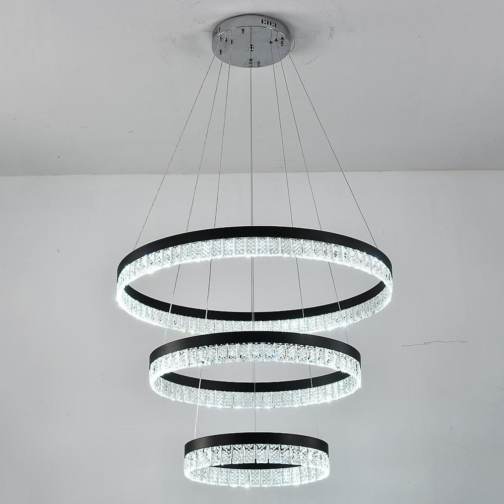 3-Tier Circles LED Crystal Modern Chandelier